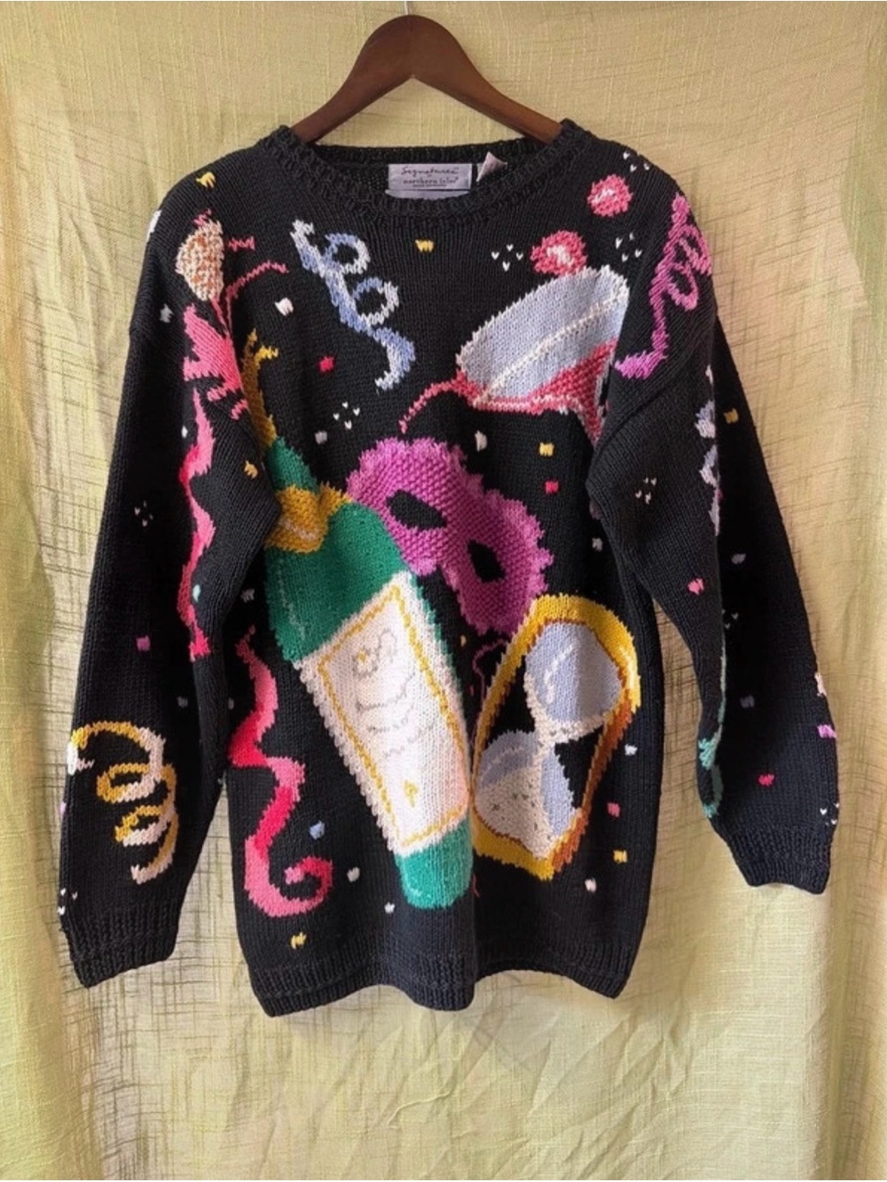 Vintage New Years Themed Knit Sweater